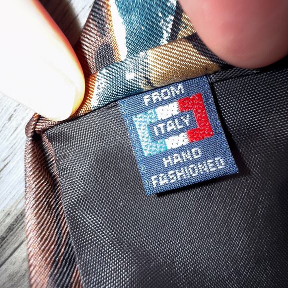 Men’s Silk Tie Sha r’e Lyon New York Handmade Italy Italian Flag Label - Picture 4 of 7